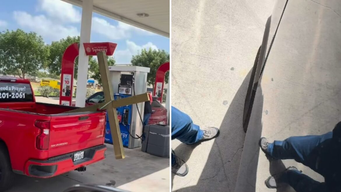 motorista-pede-oracao-ao-ver-picape-carregando-cruz:-“eu-precisava-disso”